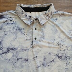 Scales‎ Polo Mens XXL 2XL White AOP Golf Performance Stretch Flex Golf Club Logo